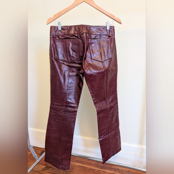 Y2K Burgundy Leather Pants - Picture 2 of 2
